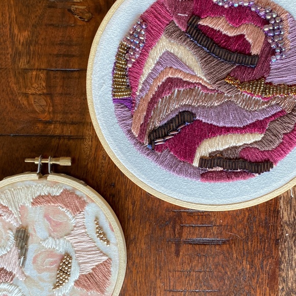 Handmade Abstract Beaded Embroidery - Picture 1 of 4